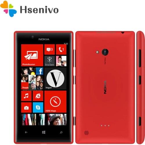 Original Unlocked 720 Nokia Lumia 720 Windows Phone 8 Dual-core 1.0 GHz Camera 6.7MP ROM 8GB 4.3" IPS Capacitive 3G Mobile Phone