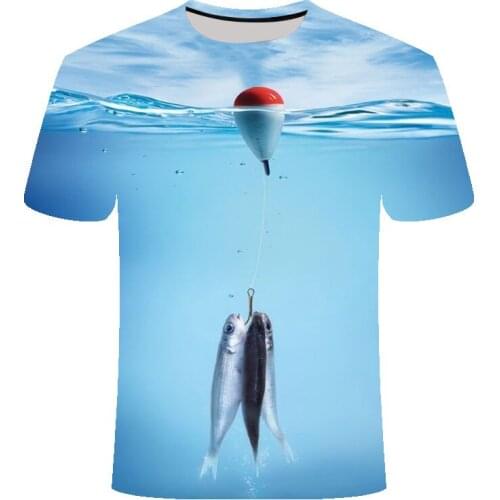 2019 New Leisure Digital 3D Printed Fish T-shirt Male Summer Short Sleeve Crewneck T-shirt and T-shirt Fishery T-shirt