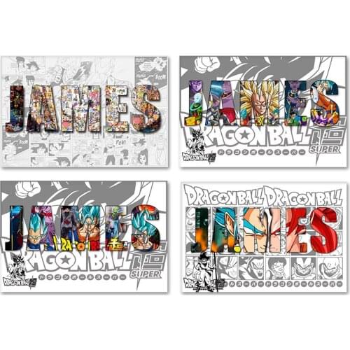 Personalised Dragon Ball Name Word Art Print Guko Customize Gift Anime Poster Comic Canvas Painting Kid Room Home Decor Cuadros