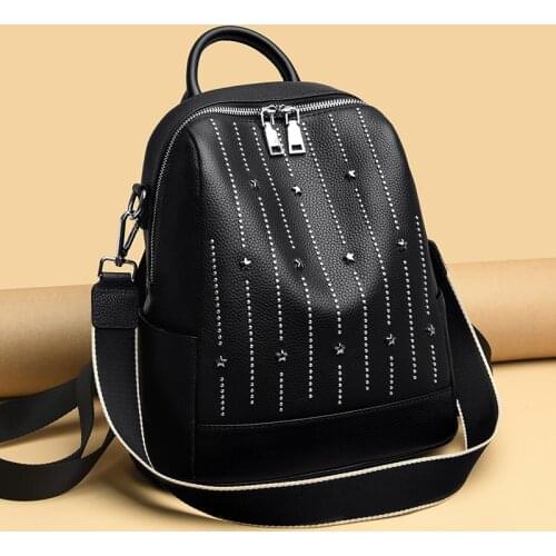 Womens Backpack Genuine Leather Female Rucksack Shoulder Bags for Women 2021 Designer Backpacks for School Teenagers Girls Sac