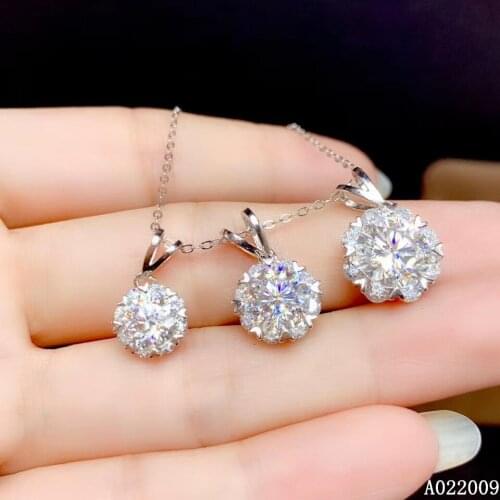 JJEAXCMY Fine Jewelry 925 Sterling Silver inlaid 1/2/3 carat Mosang diamond pendant ladies classic necklace support test