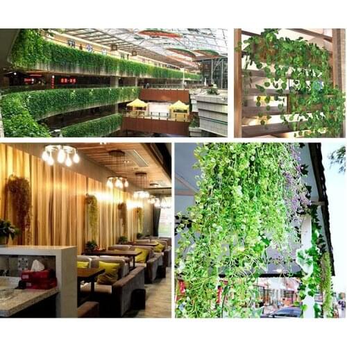 Green Artificial Fake Hanging Vine Plant Leaves Foliage Flower Garland Home Garden Wall Hanging Decoration IVY Vine Supplies