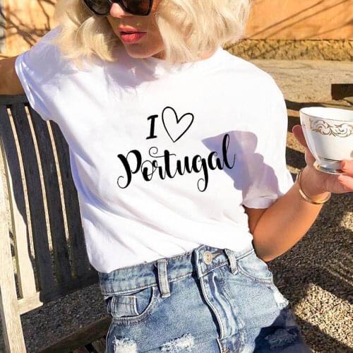 I Love Portugal Portuguese Shirt Portuguese 100%Cotton Women T Shirt Cool Girl Summer Casual Short Sleeve Top Portugal Gifts