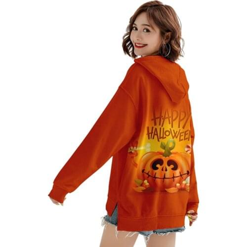 Hoodies Women Halloween Horror 3d Pumpkin Print Party Long Sleeve Pullover Casual Oversize Female Gothic Sweatshirts Harajuku