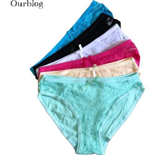 OURBLOG 5 pcs/lot Woman Panties Underwear Women Cotton Cute Lace Ladies Briefs Knickers Intimates Lingerie for Women