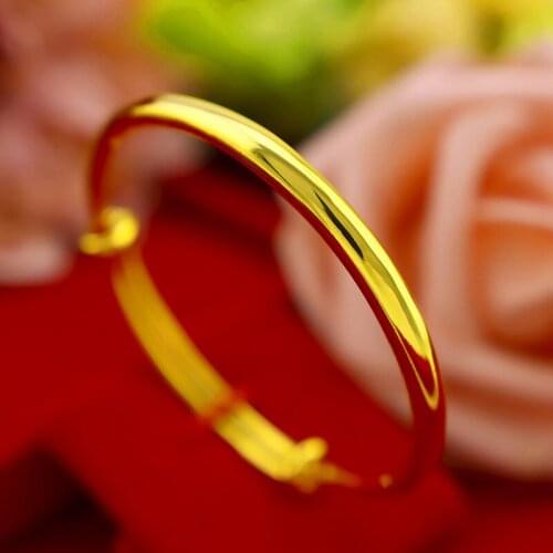 Korean Fashion Bracelet Slidable Printed Womens Bangles Yellow Gold Wedding Engagement Jewelry Women Statement Jewelry Gifts