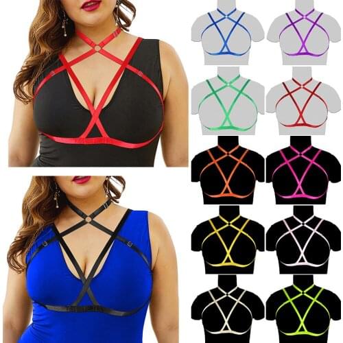 Plus Size Gothic Chest Harness Halter Neck Corset Lingerie Bondage Suspender Punk Fashion Women Cage Bra Exotic Accessories
