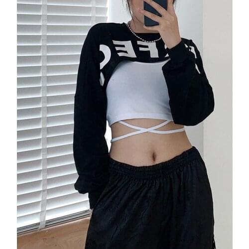 Letter E Girl Crop Tops T Shirt Women Long Sleeve Spring Casual Y2k Aesthetic Sexy Party T-shirts For Women Clothing Streetwear