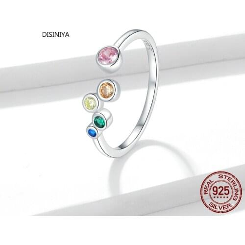 Disiniya Sterling Silver 925 Signet Ring Colorful Bubbles Open Finger Rings for Women Free Size Korean Style Jewelry ZBSR00149