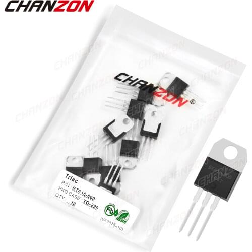 10Pcs BTA16-600 BTA16 600 TO-220 Triac SCR Transistor Bipolar Junction BJT Triode Tube Fets Thyristor DIP 16A 600V BTA16-600B