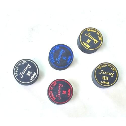 10pcs/lot 2017 New Jassinry Billiard cue tips 9layers pigskin Pool cue tips 14mm Black tips SS/S/M/H/HH 5 hardness High Quality