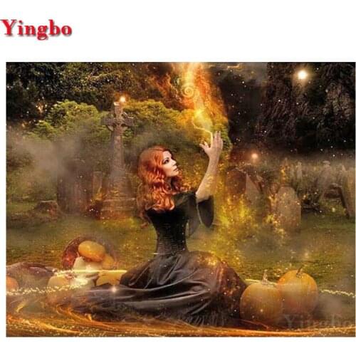 100% Full square Round Diy Daimond mosaic girl 5D Diamond Painting Rhinestone Embroidery Full Diamant Painting Witch Magic