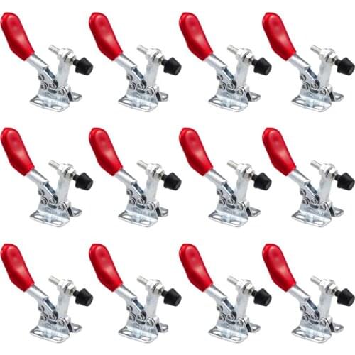 12 Pieces Hand Tool Adjustable Toggle Clamp 201A Antislip Red Horizontal Clamp 201-A Quick Release Heavy Duty Tool Retail