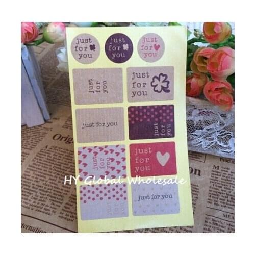 130pcs/lot Vintage "just for you" series Seal Sticker Kraft Paper stickers DIY Multifunction gift sealing label