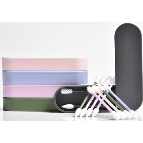 2pcs Double Head Reusable Cotton Swab Ear Cleaning Cosmetic Silicone Buds Swabs Sticks For Cleaning Makeup And Touch-Ups