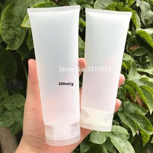 200ml 200g Empty Transparent Frosted Cosmetic Soft Tube Plastic Lotion Shampoo Cream Squeeze Packaging Tube Screw Lid Flip Cap
