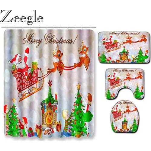 4pcs Waterproof Shower Curtain Toilet Pedestal Rug Anti-slip Bathroom Carpet Set Shower Mat Absorbent Microfiber Bath Foot Mat