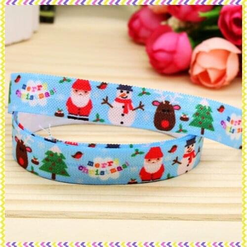 5/8 inch Free shipping Elastic FOE christmas printed headband headwear diy hair band wholesale OEM H4387