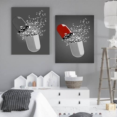 Abstract Music Fun Pills Fashion Poster Picture Wall Art Modern Canvas Painting and Printmaking Living Room Nordic Home Decor