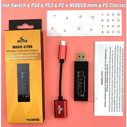 MayFlash MAGIC-S PRO Wireless Controller Adapter for Nintend Switch/PS4/PS3/PC/NEOGEO mini/PS Classic for Xbox 360 Controller