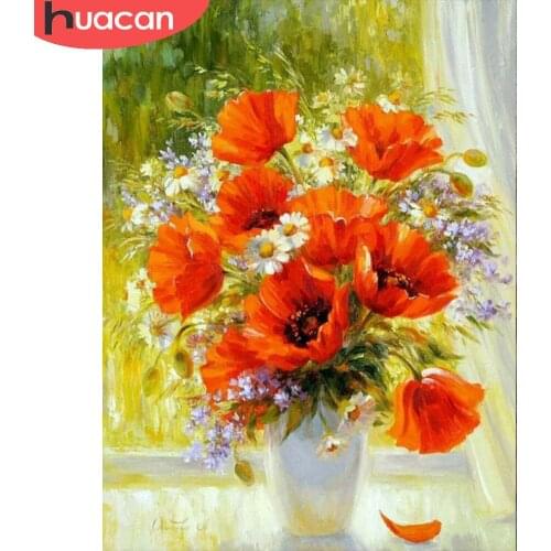 HUACAN Diamond Painting Full Square/Round Flowers 5D Diamond Embroidery Mosaic Poppy Cross Stitch Home Decor Gift