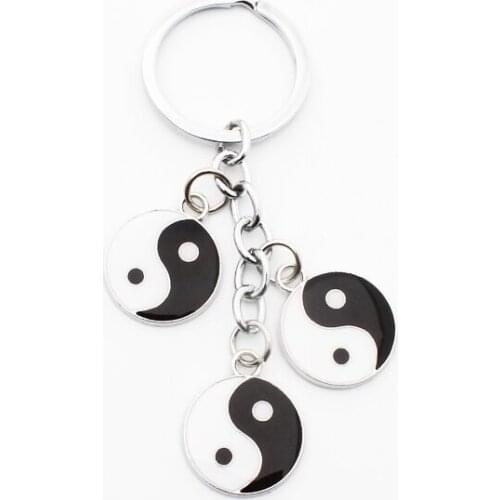 FREE SHIPPING BY DHL 100pcs/lot Metal Taiji Yin Yang Keychains Zinc Alloy Taichi Keyrings Gifts