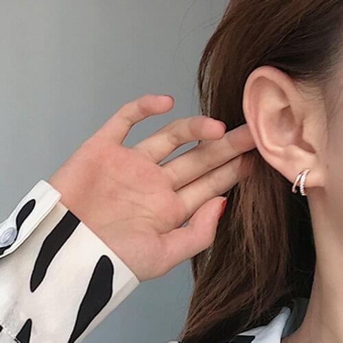 Stud Earrings Double Zircon Letter For Women Korean Temperament Simple Fashion Vintage Punk New Trendy Hot Lady Jewelry BOYULIGE