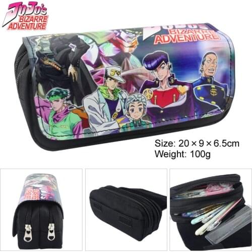 JoJos Bizarre Adventure pencil case student cartoon pencil case coin purse pencil case pu large capacity kawaii pencil case