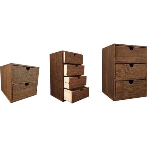 Wooden Box Storage Drawer Wooden Chest of Drawers Jewelry Cosmetics Organizer Office Home Decoration Storage Box