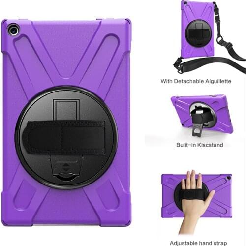 Kids Safe Silicone Case with Shoulder Strap and Wrist Strap for Kindle Fire HD 10 2017 2018 2019 Shockproof Cover