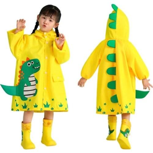 Cute Dinosaur Kids Rain Coat Children Windproof Poncho Boys Girls Rainwear Student Yellow Outdoor Waterproof Raincoats