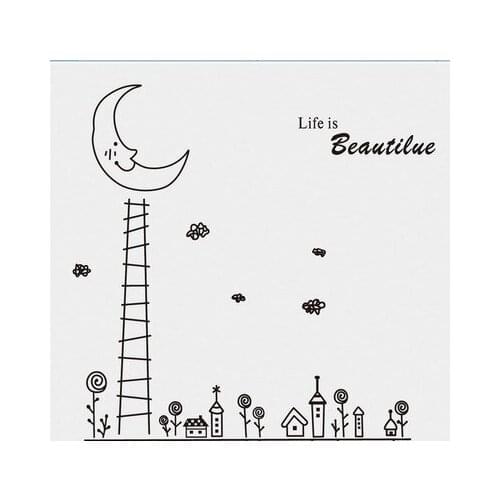 Geometric Abstraction Wall Stickers Poster Black And White Moon Tower Paintings For Living Room Bedroom Sofa TV Wall Papers Art