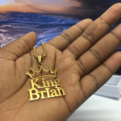 Dainty Crown Custom Name Necklaces For Women Men Nameplate Jewelry Stainless Steel Letter Necklace Collier Femme 2021