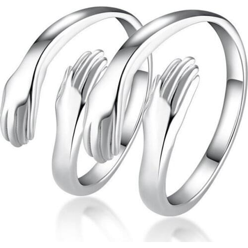 Women Men Hand Shape Simple Style Hug Open Ring Gift for Couple Lover Fashion Jewelry Accessories