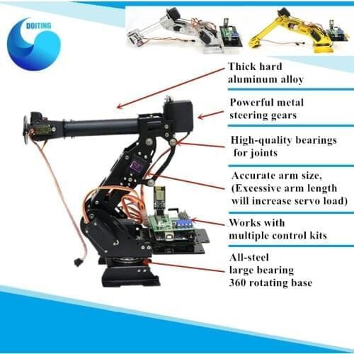 Wifi/ Bluetooth/PS2 Control 7 DOF Mechanical Arm 7 Axis Rotating Mechanical Robotic Clamp Kit Aluminum Alloy Manipulator DIY Kit