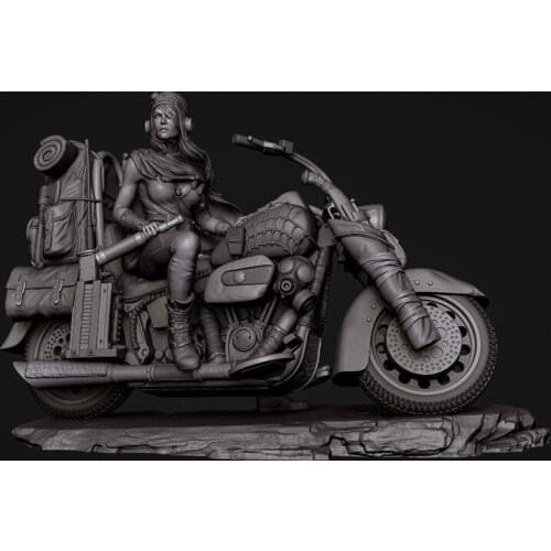 1/24 Assembly Resin Figure Kit Female motorcyclist (included motorcycle)