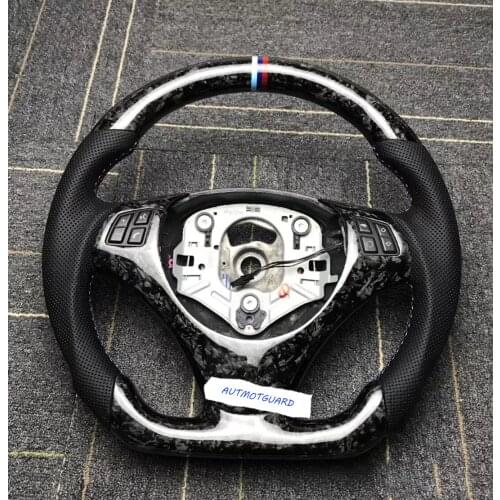 Forged Carbon Fiber Sreering Wheel Perforated Leather with Button For BMW E90 E91 E92 E93 Assembly