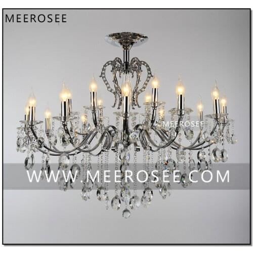 Large18 Arms Vintage Silver Chandelier Crystal Lighting Fixture Lustre Crystal Hanging Lamp MD8459 D1080mm H890mm