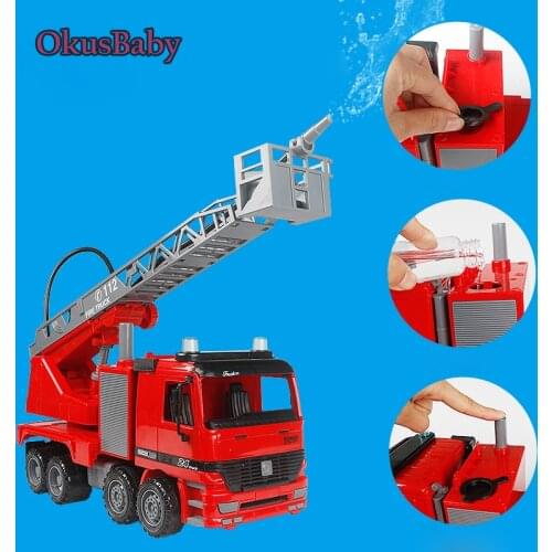 1:20 Summer Water Spray Toys Children Emulational Fire Rescue Truck With Water Spraying inertial Toy Car Model Kids Gifts