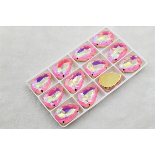 Mocha Ab Stones Glass Crysta with claw sets For Party Necklace Accessory Pintback sew on Rhinestones Teardrop soldering