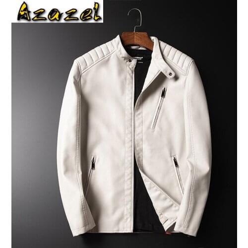 2020 Autumn New Mens Fashion Stand Collar Leather Jacket Motorcycle Men Leather Clothes Korean Male Casual PU Leather Outerwear