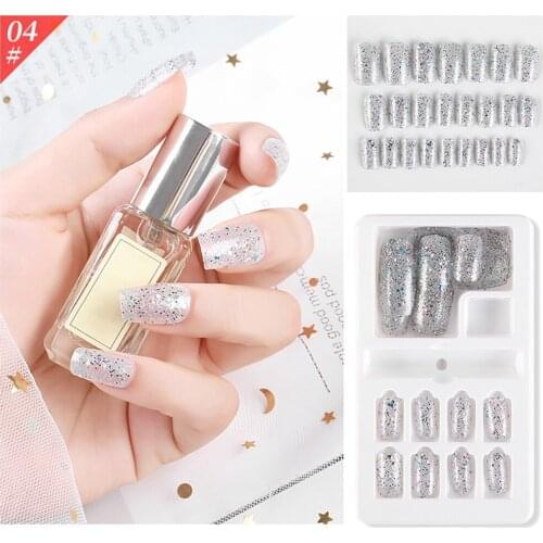 False Nail Full Cover Artificial Tips without Glue Press On Fake Extension for Household Personal Nail Health Care