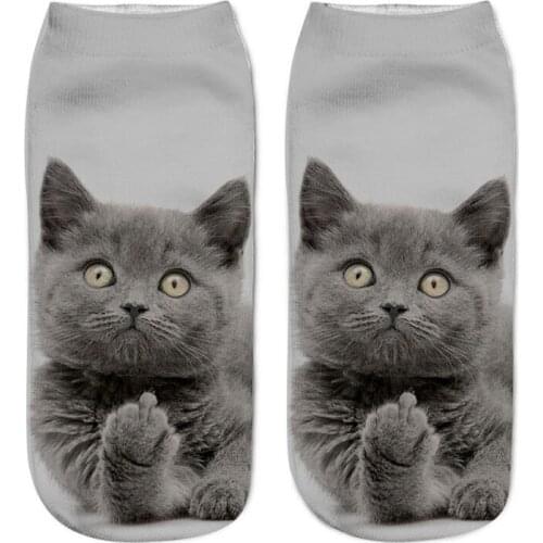 New 3D Print Funny Cute Cartoon Kitten Unisex Short Socks Creative Colorful Multiple Cat Face Happy Low Ankle Socks For Women