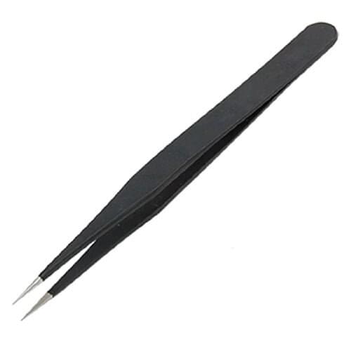 New Style Black Metal Straight Sharp Tip Tweezer