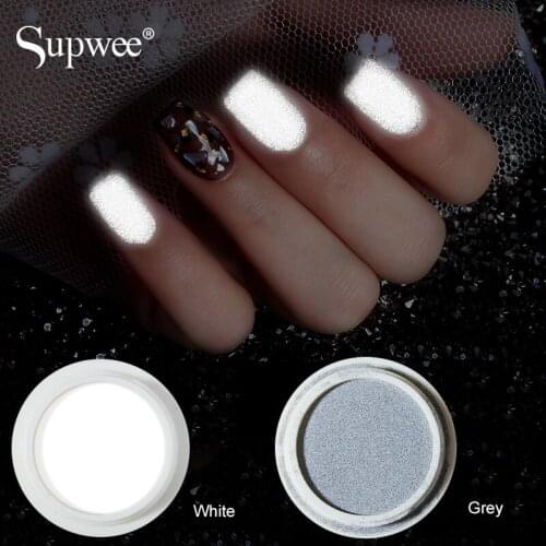 Supwee 20g Dipping Powder 3D Glitter White and Grey Glow In The Dark Powder All for Nail Art Design Nail Art Decorations