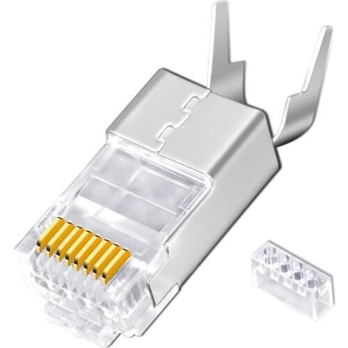 CNCOB Cat8 Ethernet RJ45 Connector 10G Broadband Cable Plug 8P8C Copper Gold Plating Chip FTP Nickel Plated 1.45mm Aperture