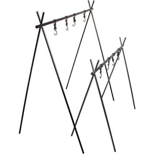 Folding Camping Hanging Rack and 4 Hook Outdoor RV Light Lamp Hanger Shelf Stand