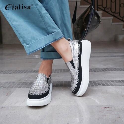 CIALISA Casual Shoes High Heel Genuine Leather New Design Platform Spring Autumn Wedges Women Shoes
