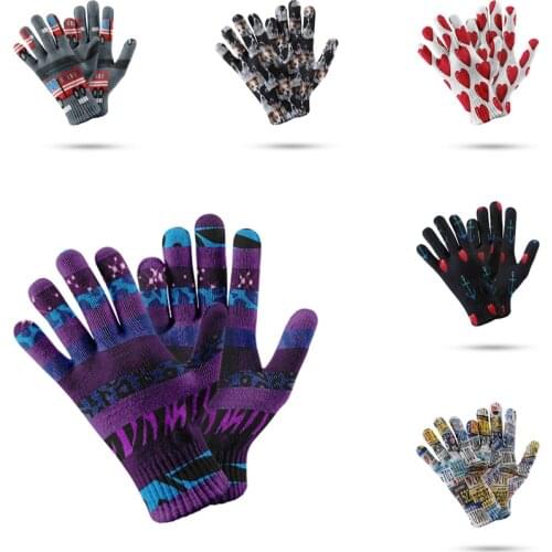 Cold-Proof Ski Touch Screen Glove Antifreeze Cycling Warm Gloves For Windproof Anti Slip Thicken Men Stretch Knit Mittens