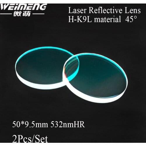 Weimeng brand 2pcs 50*9.5mm 532nm H-K9L material 45degree laser reflective lens optical glass for laser cutting welding machine